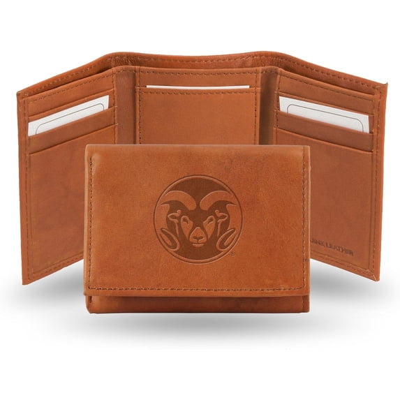 Colorado State University NCAA Rams Brown Leather Embossed Trifold Wallet