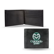 Colorado State University NCAA Rams Embroidered Black Leather Passcase Bifold Wallet
