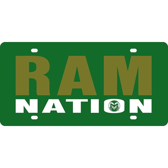 Colorado State University Rams Premium Laser Cut Tag License Plate, Mirrored Acrylic Inlaid, Nation, 12x6 Inch