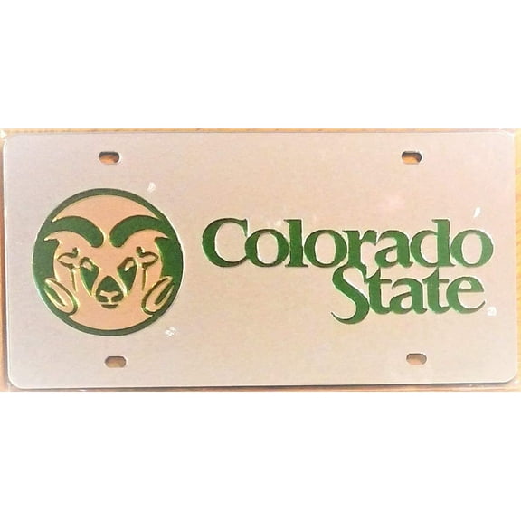 Colorado State University Rams Premium Laser Tag License Plate Mirrored Acrylic Inlaid 6x12 Inch