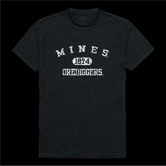 Colorado State University School of Mines Orediggers Distressed Arch College T-Shirt, Black - Medium
