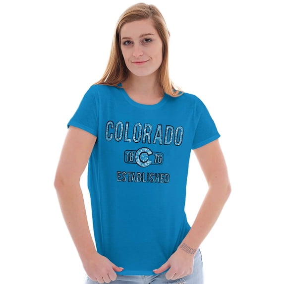 Colorado Stenciled C Flag Distressed Womens Slim Fit Graphic Tee Brisco Brands S