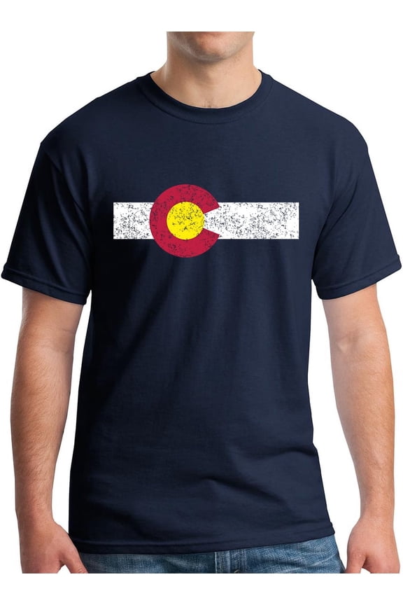 Colorado T-Shirt State Flag Tee Gift Distressed Navy 3XL