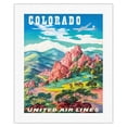 thumbnail image 1 of Colorado USA - Garden of the Gods Colorado Springs - United Air Lines - Vintage Airline Travel Poster by Joseph Fehér c.1950s - Fine Art Rolled Canvas Print 16in x 20in, 1 of 4