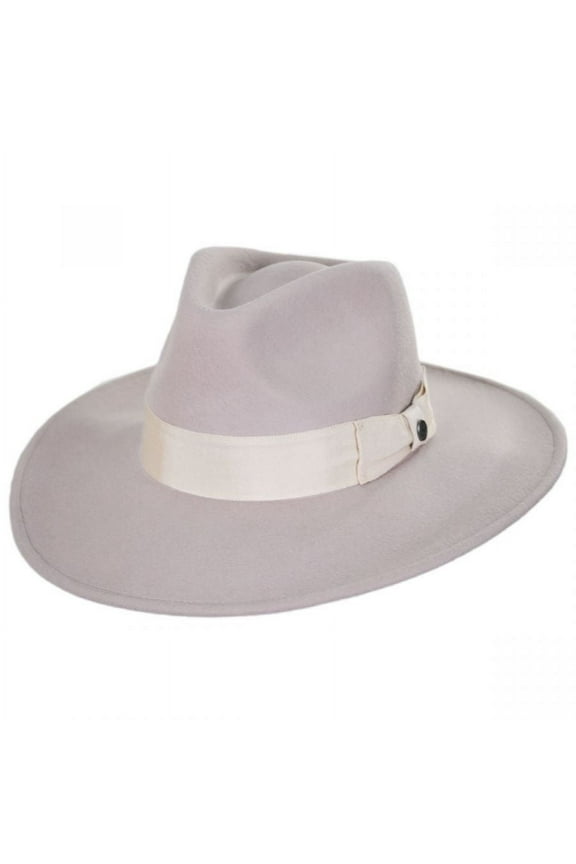 Colorado Ultra Wide Brim Wool Felt Fedora Hat - L - Stone