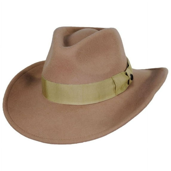 Colorado Ultra Wide Brim Wool Felt Fedora Hat - XXL - Pecan
