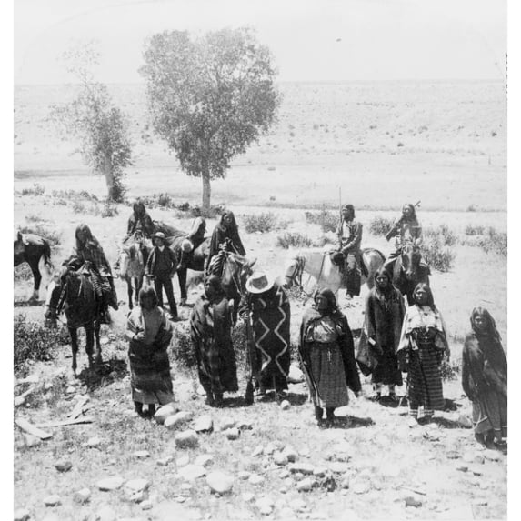 Colorado Utes C1893. Na Group Of Ute Men And Women In Colorado. Photograph By John Jarvis C1893. Print by