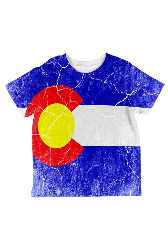 Colorado Vintage Distressed State Flag All Over Toddler T Shirt Multi 2T