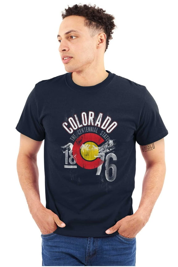 Colorado Vintage State Flag Logo CO Plus Size Crewneck Graphic Tee Shirt Brisco Brands 2X