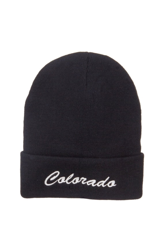 Colorado Western State Embroidered Long Beanie - Black OSFM
