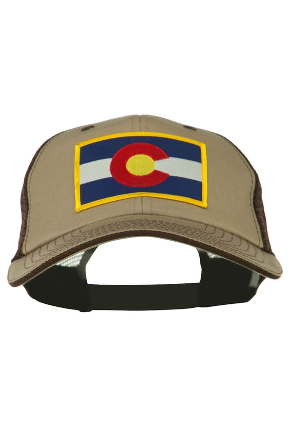 Colorado Western State Patched Big Washed Mesh Cap - Khaki Brown XL-3XL