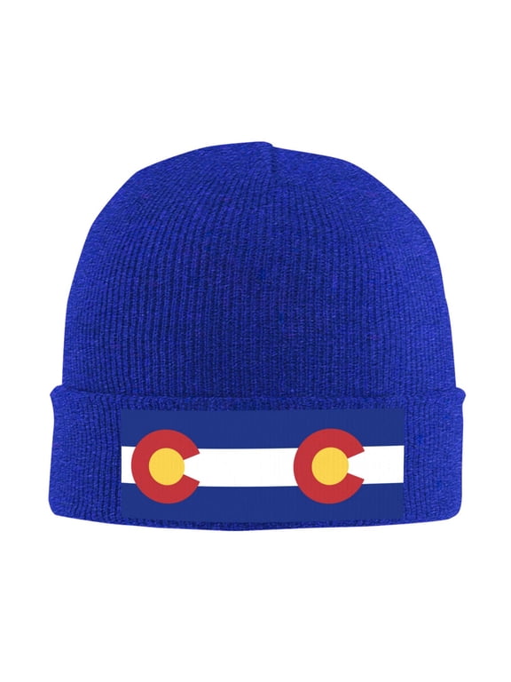 Colorado Winter Beanie Hats for Men Women Warm Cozy Knitted Cuffed Skull Cap Blue