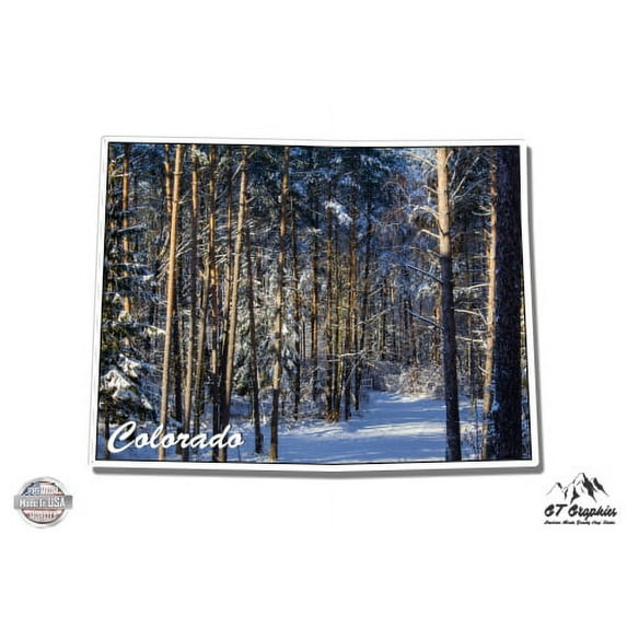 Colorado Winter Scene Beautiful Woods Nature Explore Snow - 3" Vinyl Sticker - For Car Laptop I-Pad Phone Helmet Hard Hat - Waterproof Decal