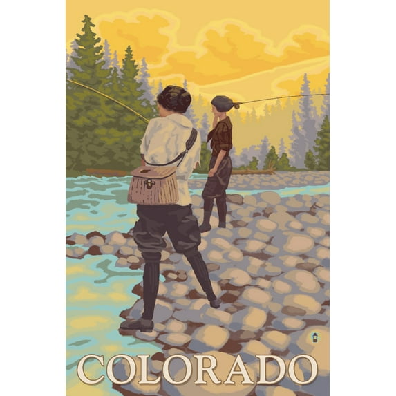 Colorado, Women Fly Fishing (9x12 Wall Art Print, Home Decor)