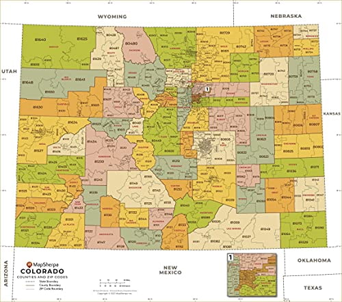 Colorado ZIP Code Map with Counties - Large - 48