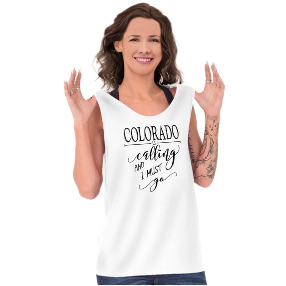 Colorado is Calling and I Must Go Womens Plus Size Graphic Tank Top Brisco Brands 2X
