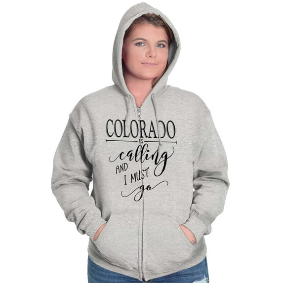 Colorado is Calling and I Must Go Womens Plus Size Graphic Zipper Hoodie Brisco Brands 4X