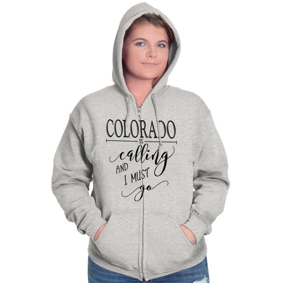 Colorado is Calling and I Must Go Womens Plus Size Graphic Zipper Hoodie Brisco Brands 5X