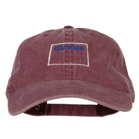 Colorado with Map Outline Embroidered Washed Cotton Cap - Maroon OSFM