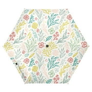 Coloraful Floral UPF 50+ Compact Folding Umbrella for Rain Windproof Travel Umbrella Lightweight Packable