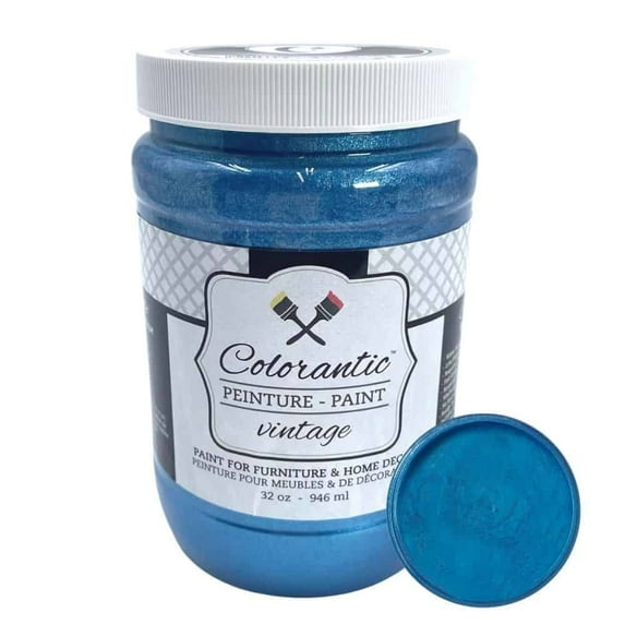 Colorantic | Blue Metallic | Furniture DIY Metallic Chalk Paint for Furniture (32 oz)