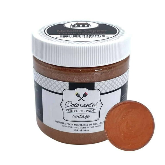 Colorantic | Furniture DIY Copper Metallic Chalk Based Paint | Art Craft Walls Opaque (4 oz, Copper)