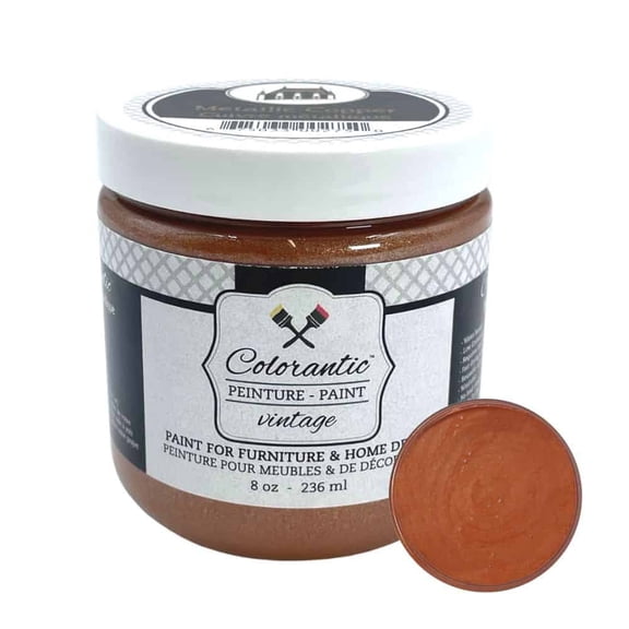 Colorantic | Furniture DIY Copper Metallic Chalk Based Paint | Art Craft Walls Opaque (8 oz, Copper)
