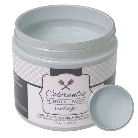 Colorantic | RAINDANCE Chalk Paint Based for Furniture DIY - Multi-Surface All-in-One Craft Paint | SOFT BLUE-GREY COLOR Home Decor Painting - 16 oz