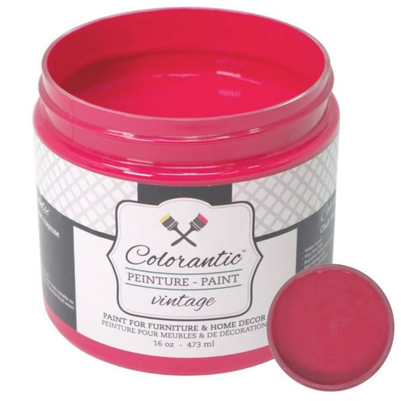 Colorantic | RASPBERRY Chalk Paint Based for Furniture DIY - Multi-Surface All-in-One Craft Paint | RED-PINK COLOR Home Decor Painting - 16 oz
