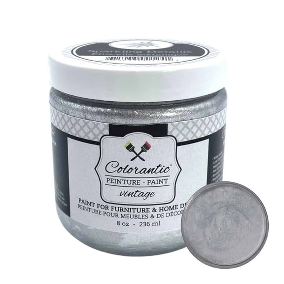 Colorantic | Silver Sparkling |Furniture DIY Metallic Chalk Paint (8 oz)