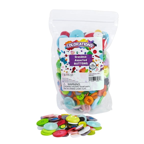 Colorations Assorted Grandma Button 1lb, Assorted Colors