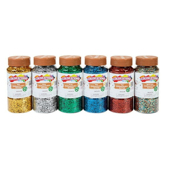 Colorations Biodegradable Glitter - 6 Colors each 4 oz