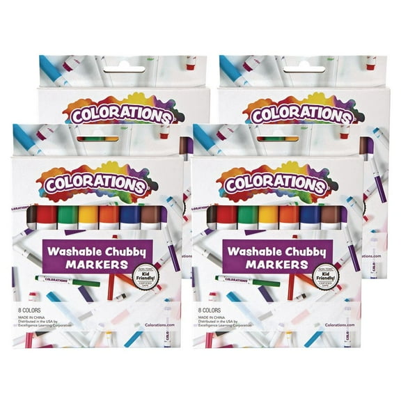 Colorations Chubby Markers, 8 Colors, 4 Packs