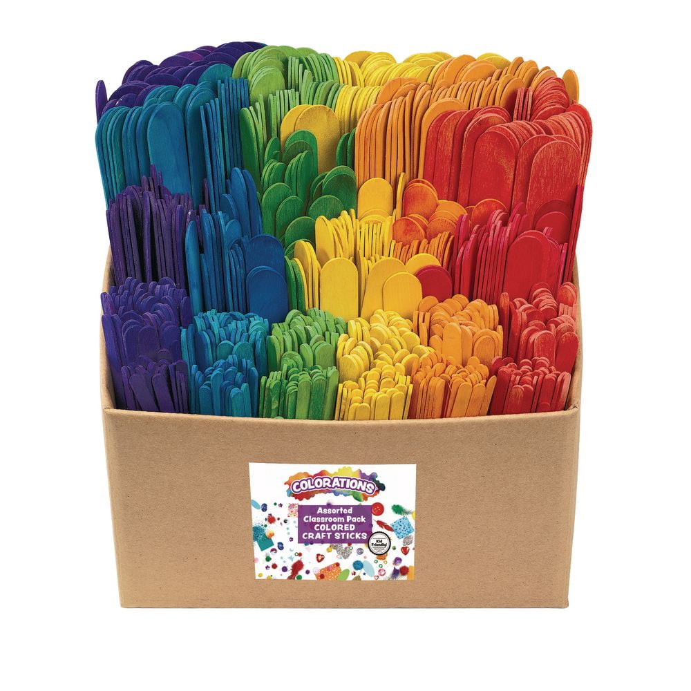 Colorations Colored Craft Sticks Classroom Pack ? 1, 200 Pieces ...