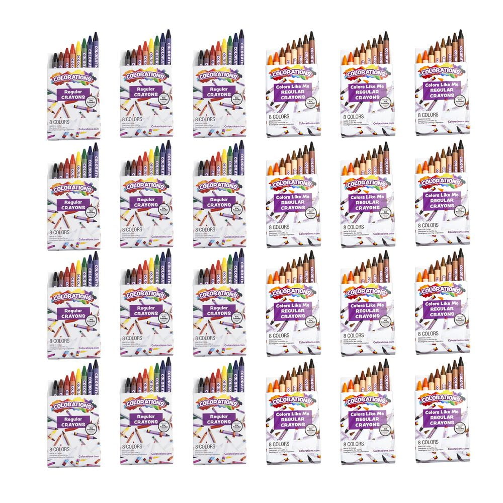 Colorations Colors Like Me & Regular Crayons, 8 Colors, Regular Size, 12 packs of each
