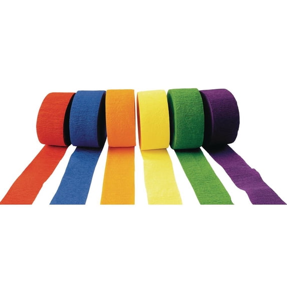 Colorations Crepe Paper Streamers, Bright Colors - Set of 6