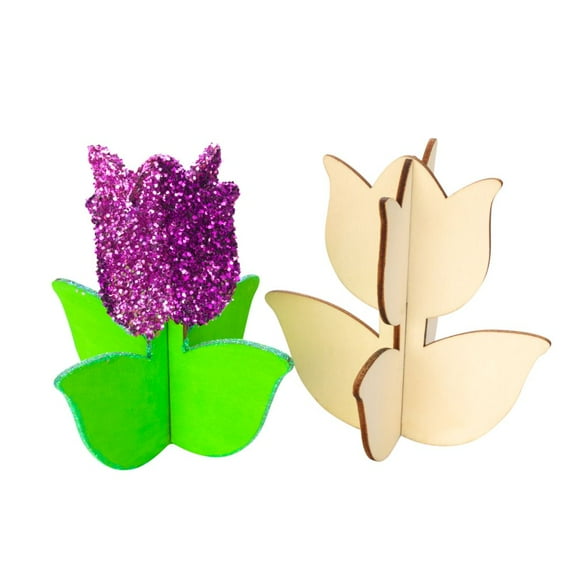 Colorations Decorate Your Own 3D Wooden Tulip - Set of 12