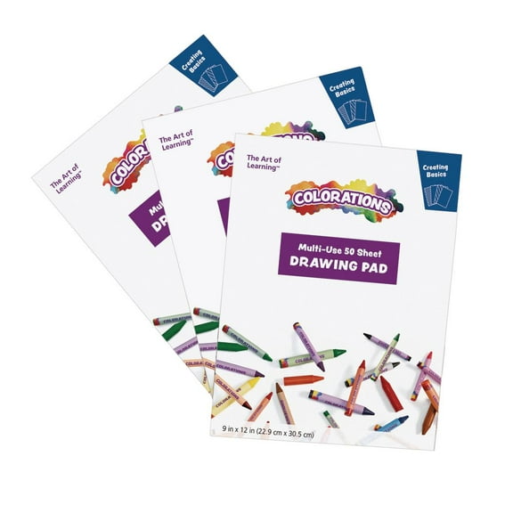 Colorations Drawing Pads - Set of 3, 9\" x 12\"