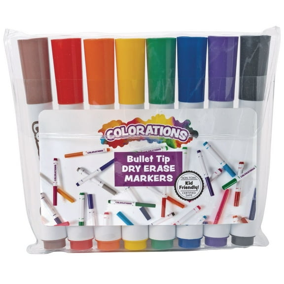 Colorations Dry Erase Bullet Tip Markers - Set of 8