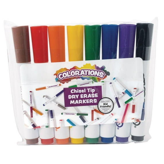 Colorations Dry Erase Chisel Tip Markers - Set of 8