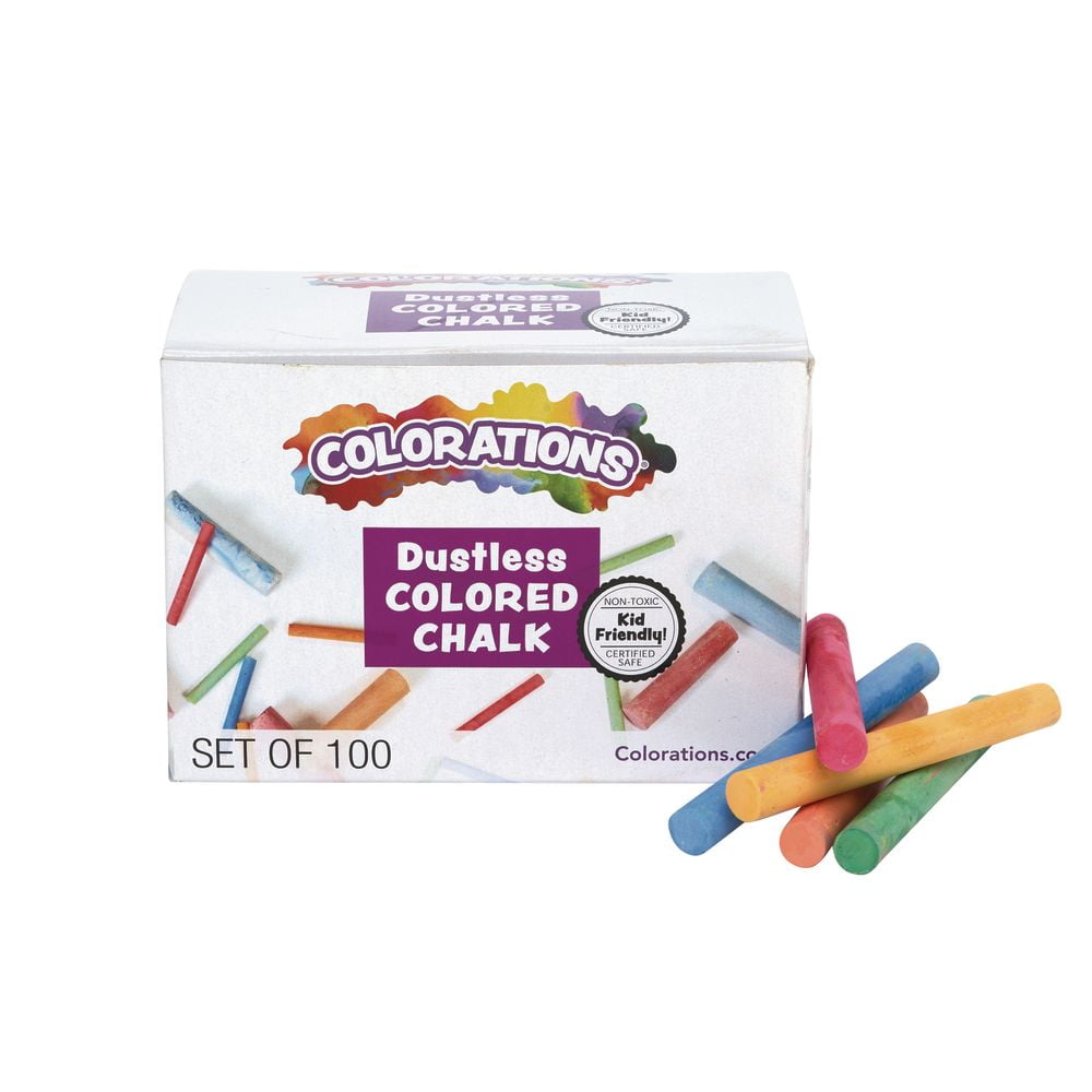 Colorations DustLite Colored Dustless Chalk - 100 Pieces