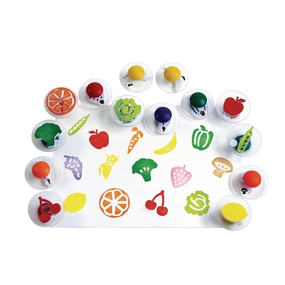 Colorations Easy-Grip Stampers, Fruit & Vegetable - Set of 14