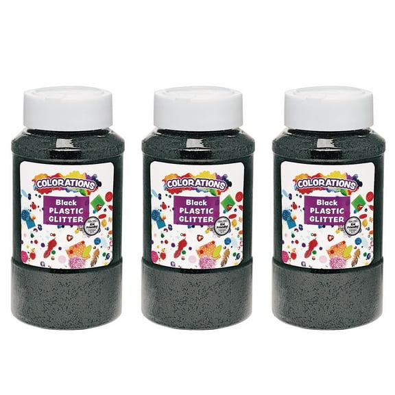 Colorations Extra-Safe Plastic Glitter, Black - 3 lbs.