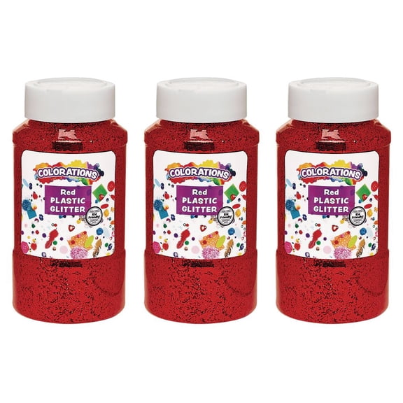 Colorations Extra-Safe Plastic Glitter, Red - 3 lbs.