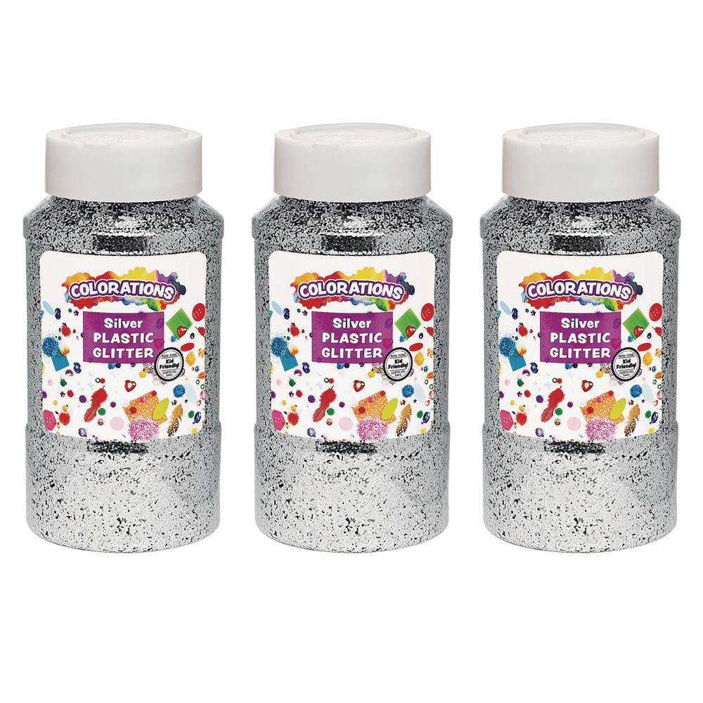 Colorations Extra-Safe Plastic Glitter, Silver - 3 lbs.