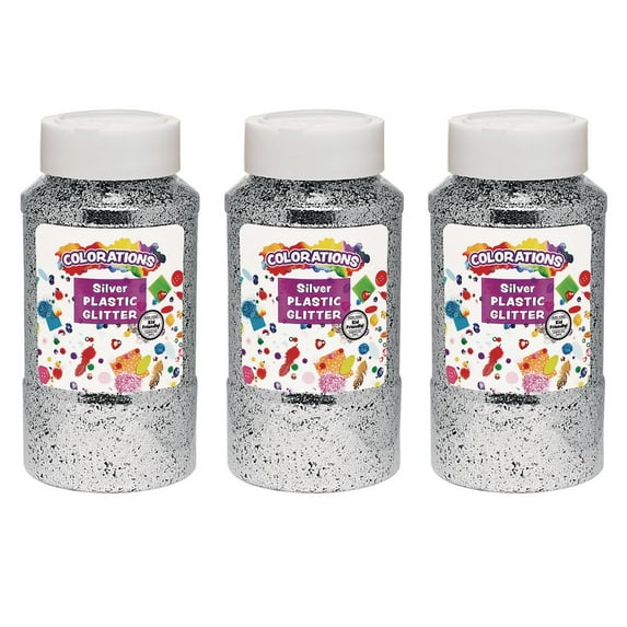 Colorations Extra-Safe Plastic Glitter, Silver - 3 lbs.