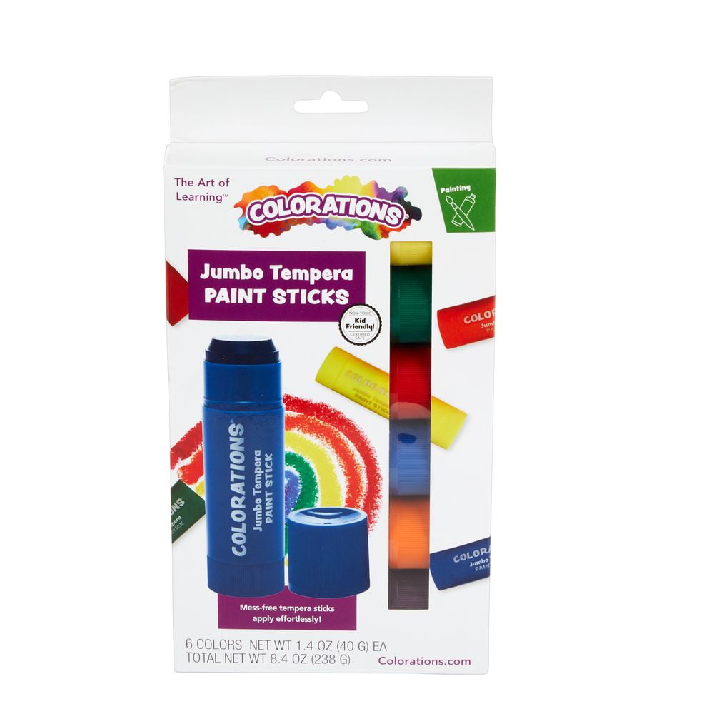 Colorations Jumbo Tempera Paint Sticks - 6 colors, 12 Sets