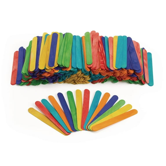 Colorations Large Colored Wood Craft Sticks - 500 Pieces