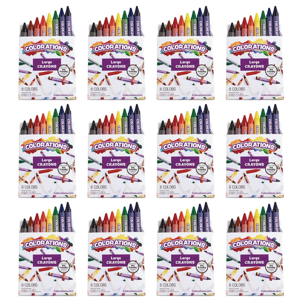 Colorations Large Crayons - 8 Colors, 12 Sets