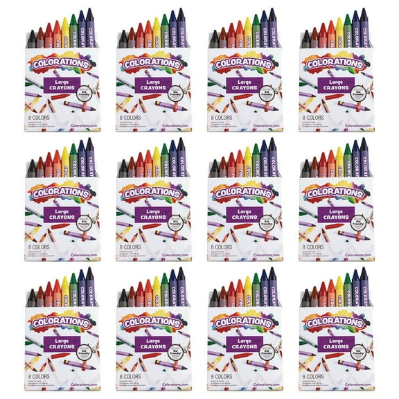 Colorations Large Crayons - 8 Colors, 12 Sets